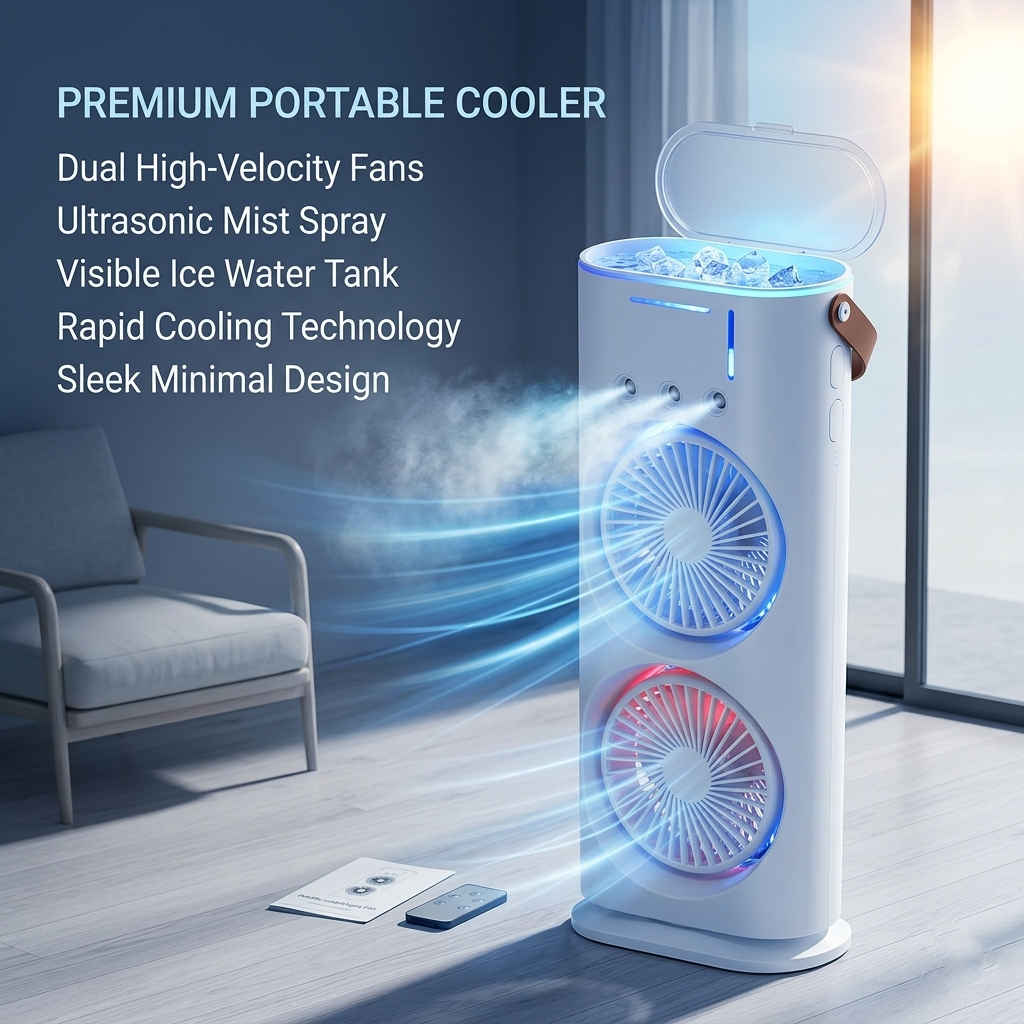 Portable Dual Fan Mist Air Cooler
