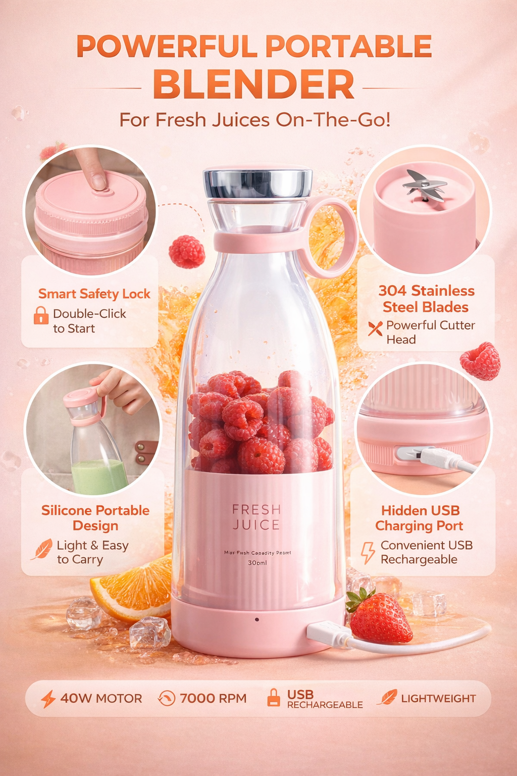 Portable Mini Blender for Fresh Juice
